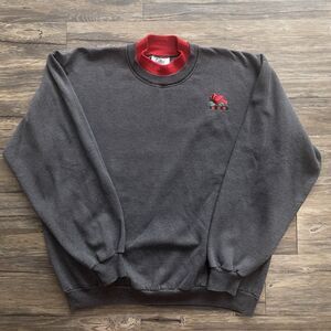 Vtg Gopher Sport Cardinal Embroidered Sweatshirt Crewneck Stripe USA Made Men L